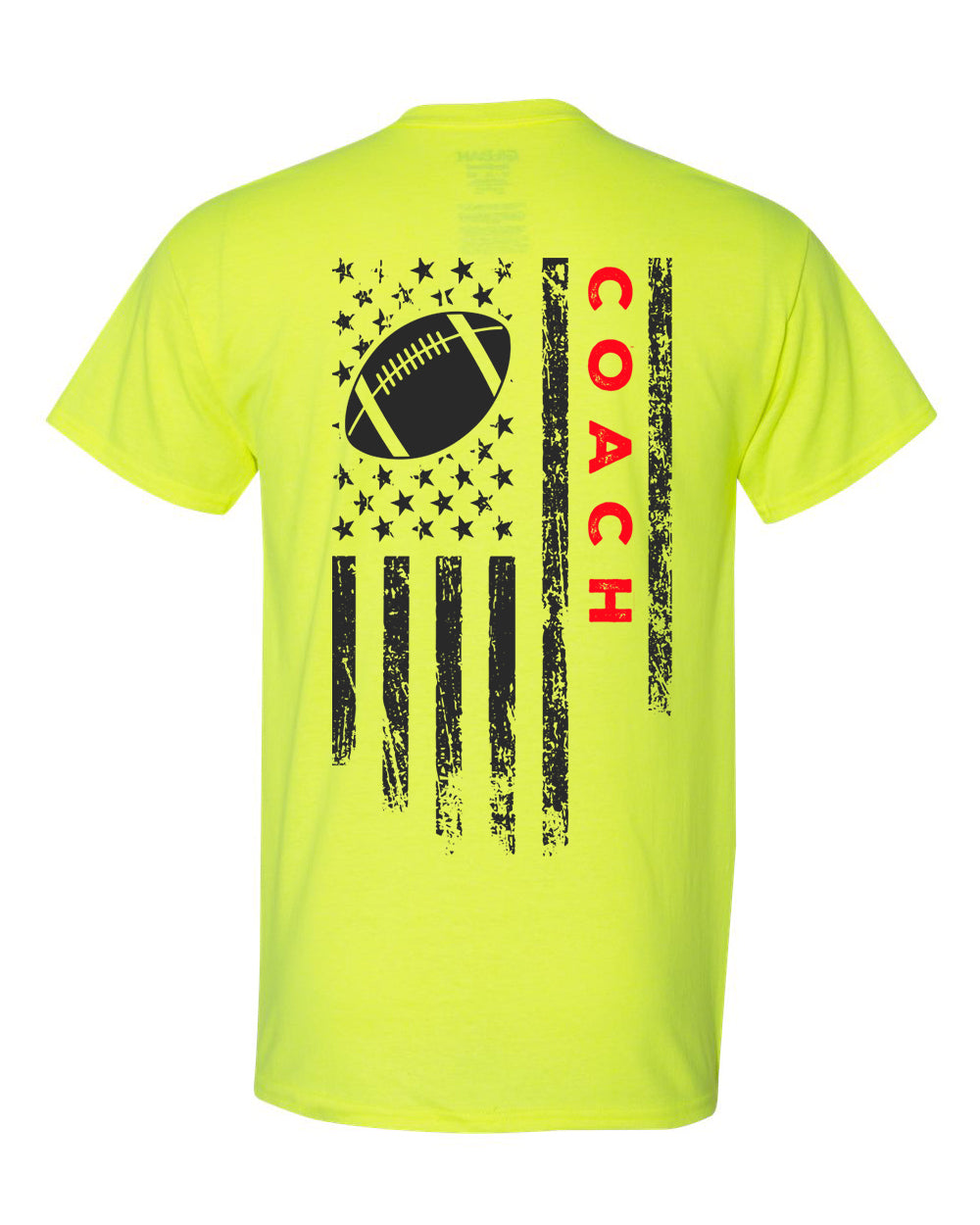 COACH /U.S.A. FLAG T-Shirt - ADULT Red Lettering/Black Flag