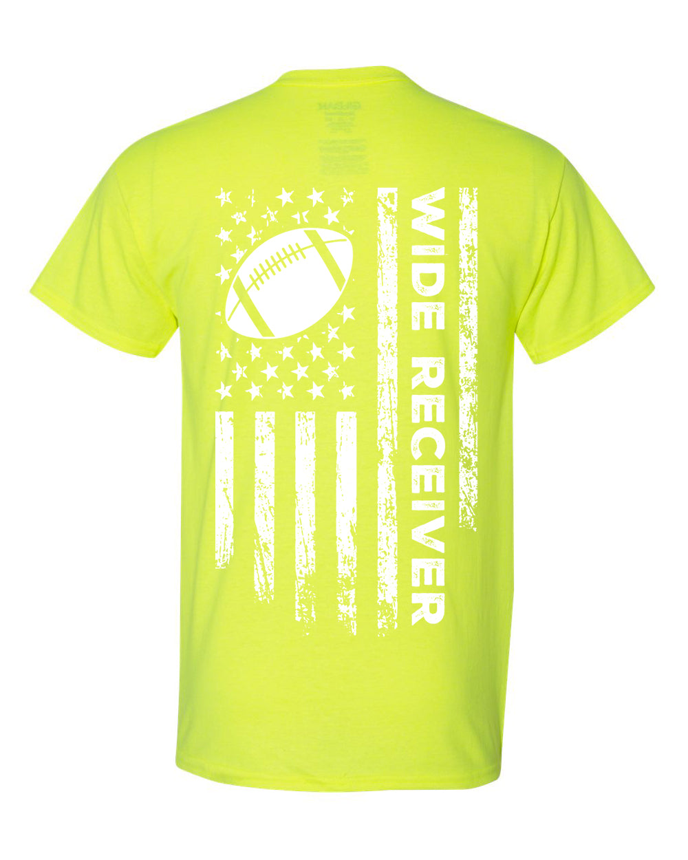 WIDE RECEIVER/U.S.A. FLAG T-Shirt - ADULT White Lettering/White Flag