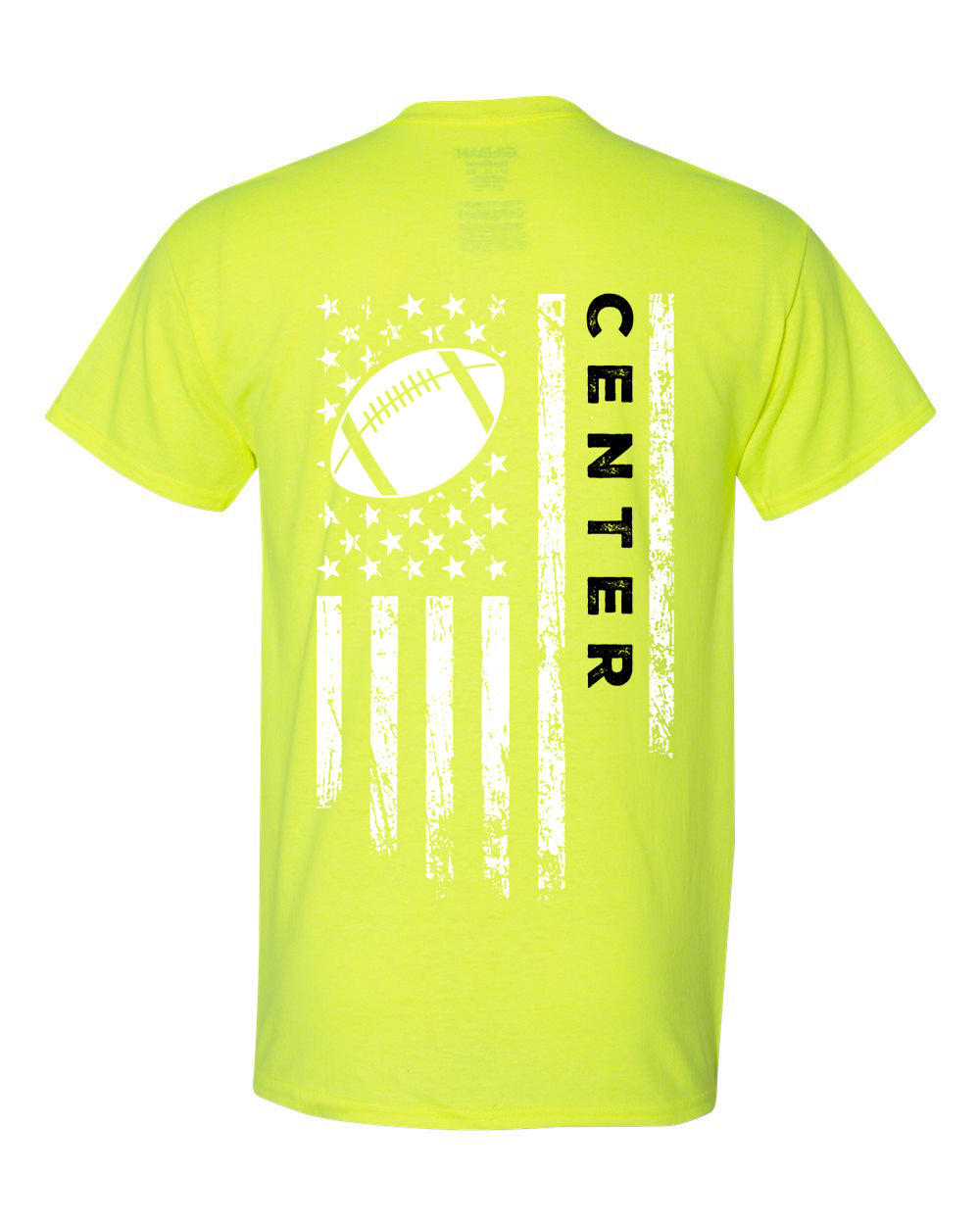 CENTER /U.S.A. FLAG T-Shirt - ADULT Black Lettering/White Flag
