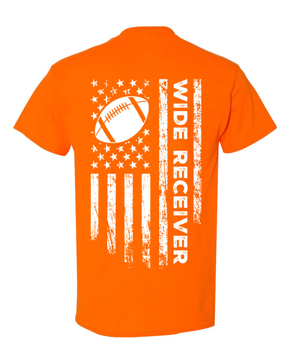 WIDE RECEIVER/U.S.A. FLAG T-Shirt - ADULT White Lettering/White Flag