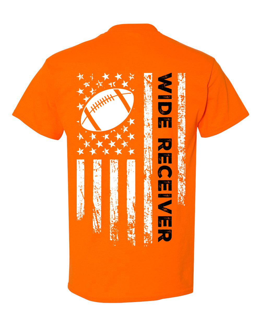 WIDE RECEIVER/U.S.A. FLAG T-Shirt - ADULT Black Lettering/White Flag