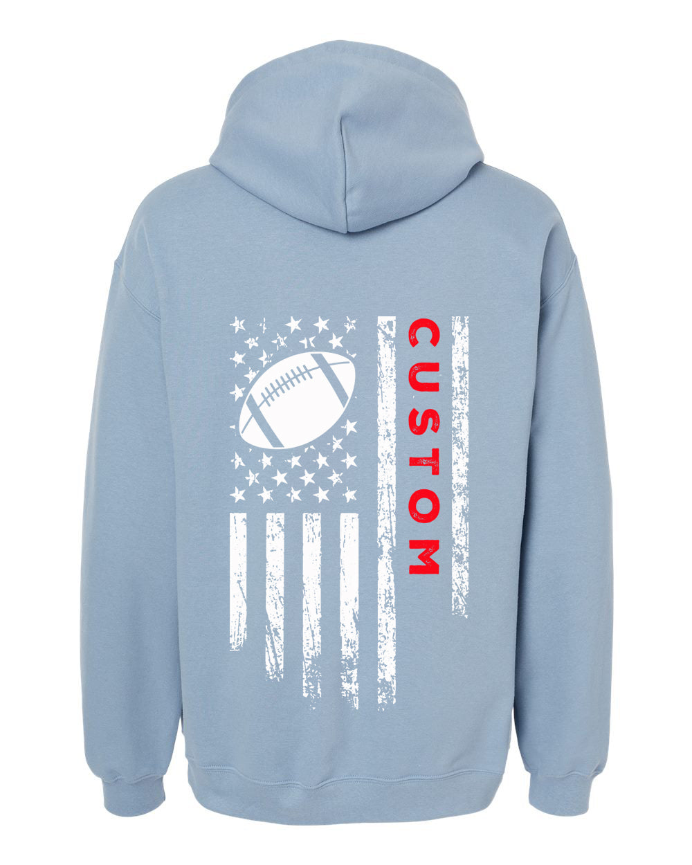 CUSTOM/U.S.A. FLAG HOODIE - ADULT Red Lettering/ White Flag