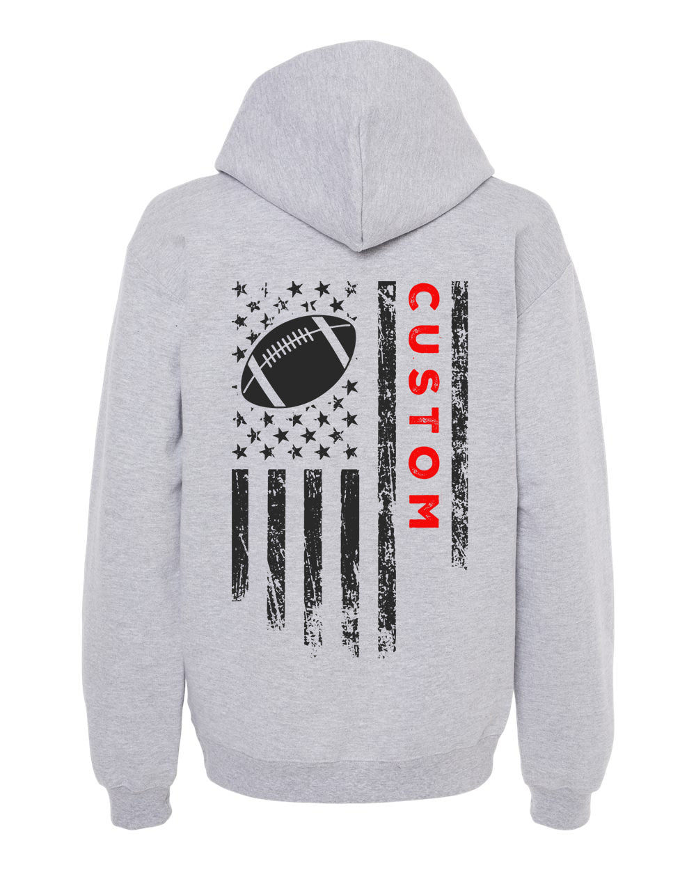 CUSTOM/U.S.A. FLAG HOODIE - ADULT Red Lettering/ Black Flag