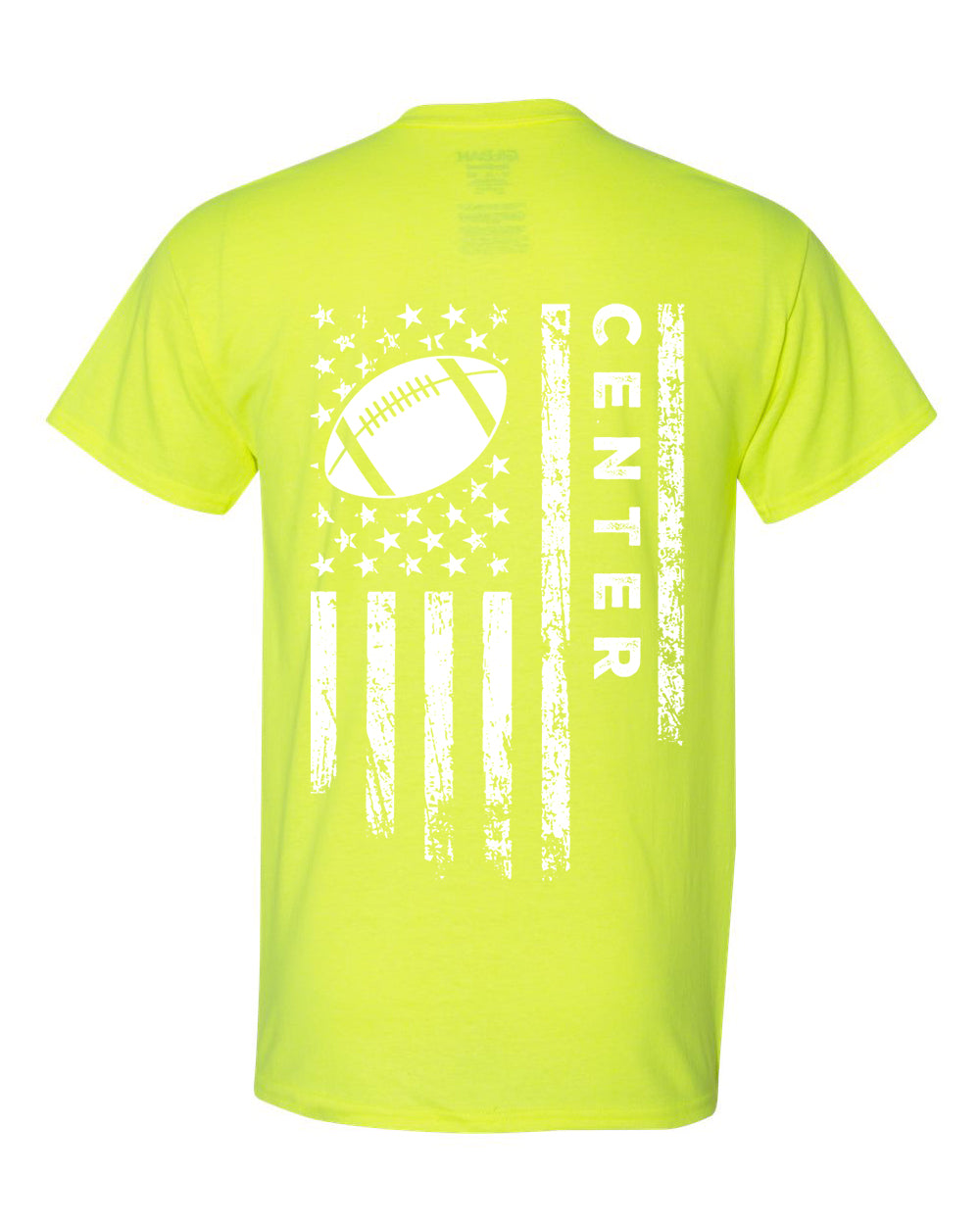 CENTER /U.S.A. FLAG T-Shirt - ADULT White Lettering/White Flag