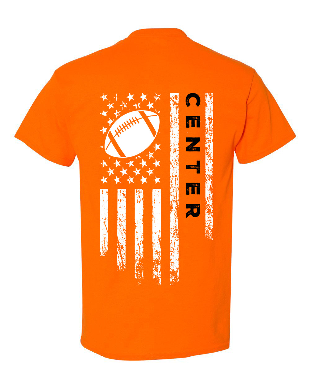CENTER /U.S.A. FLAG T-Shirt - ADULT Black Lettering/White Flag