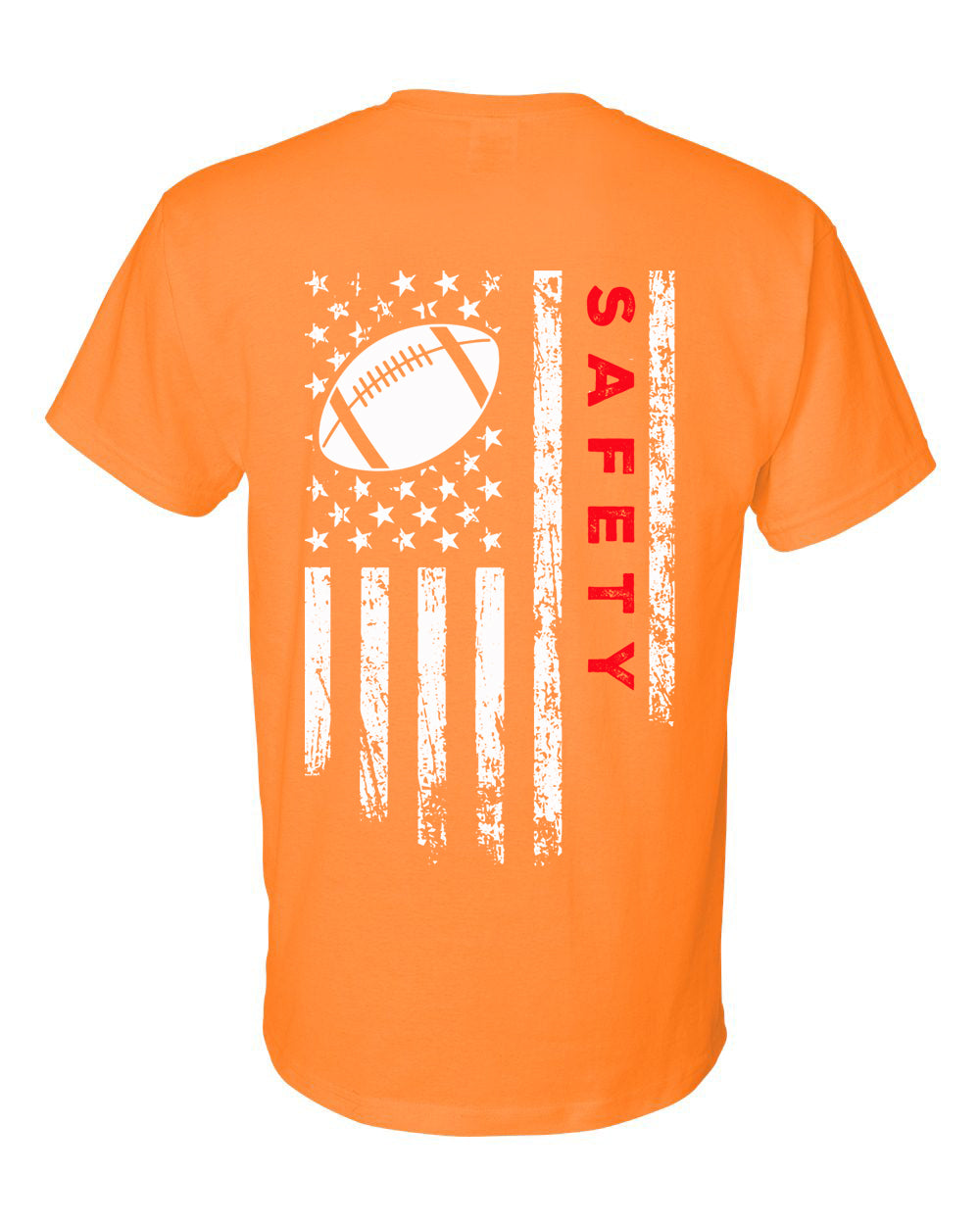 SAFETY /U.S.A. FLAG T-Shirt - ADULT Red Lettering/White Flag