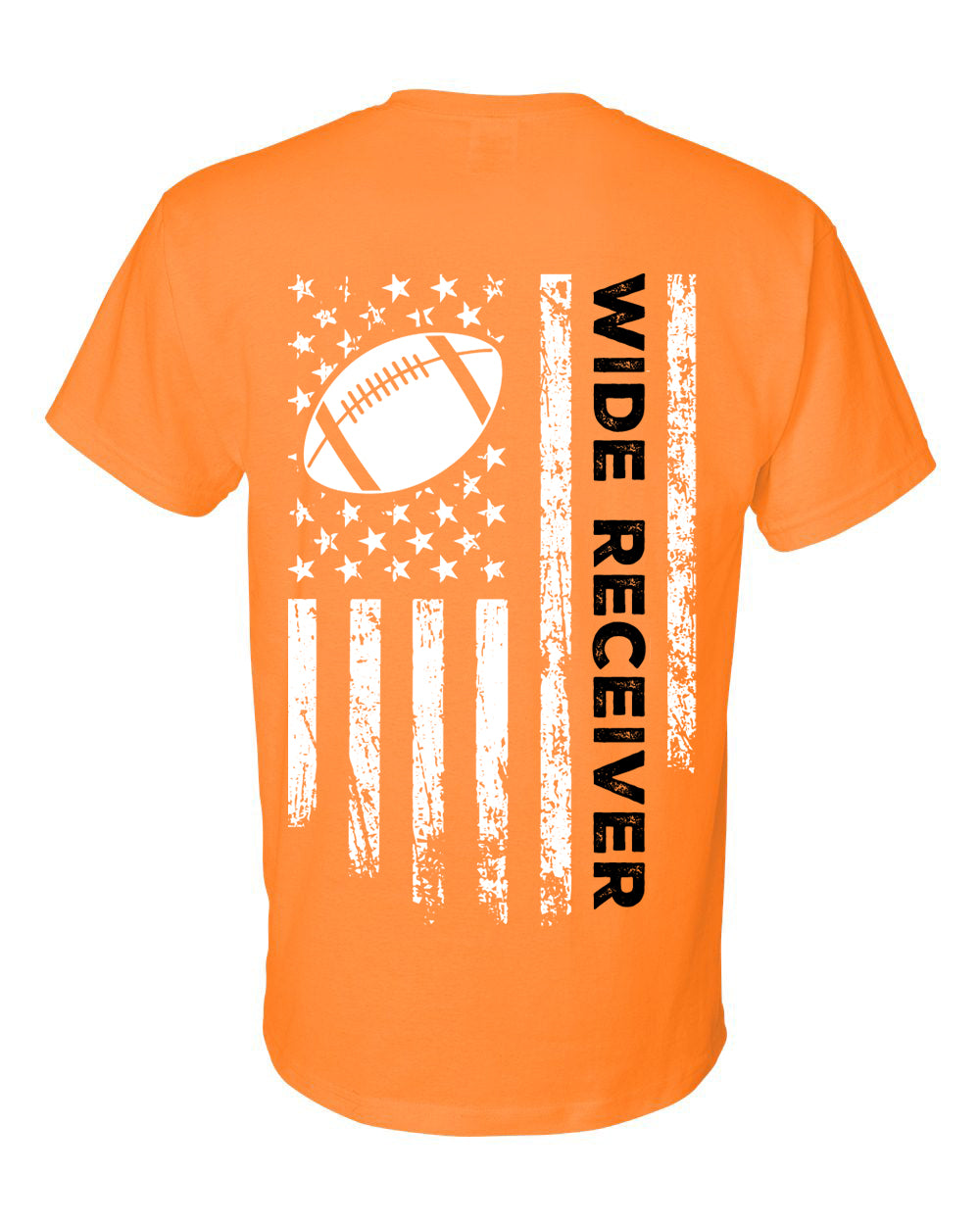 WIDE RECEIVER/U.S.A. FLAG T-Shirt - ADULT Black Lettering/White Flag