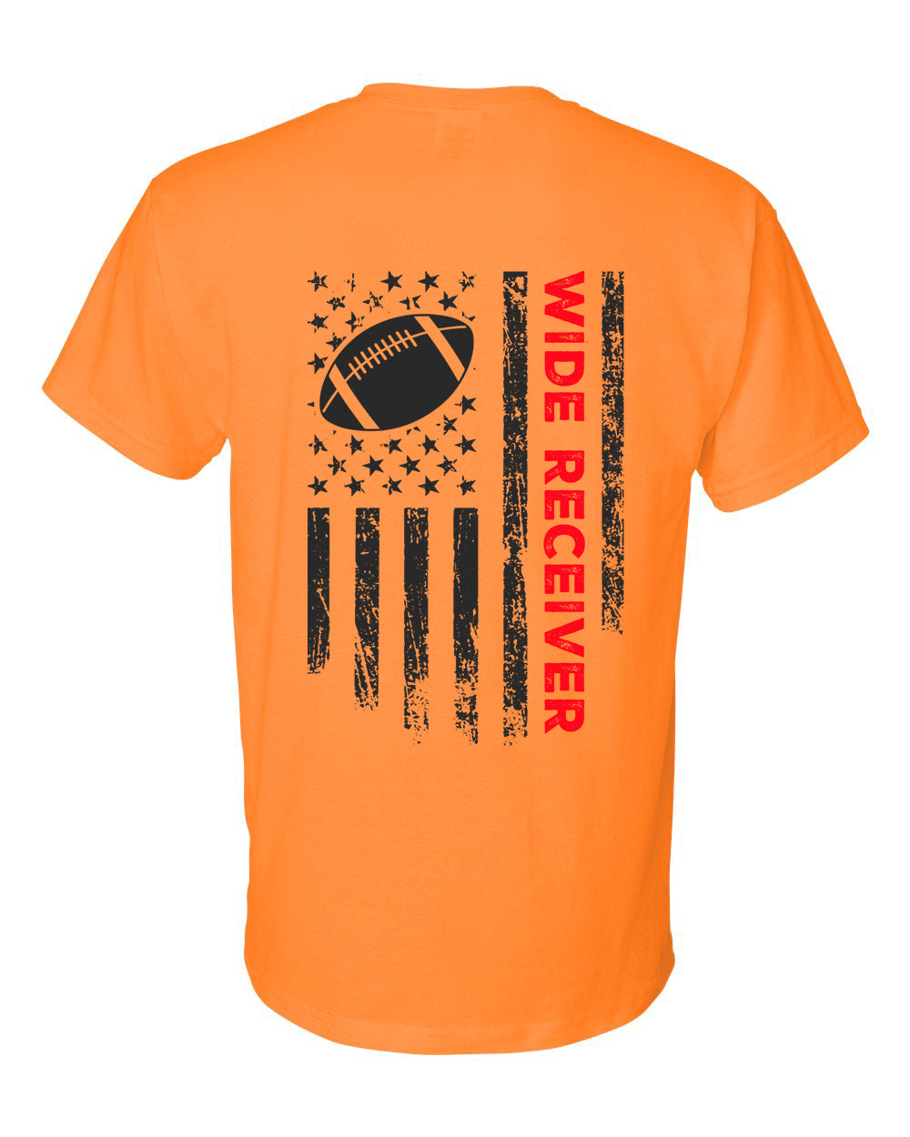 WIDE RECEIVER/U.S.A. FLAG T-Shirt - ADULT Red Lettering/Black Flag