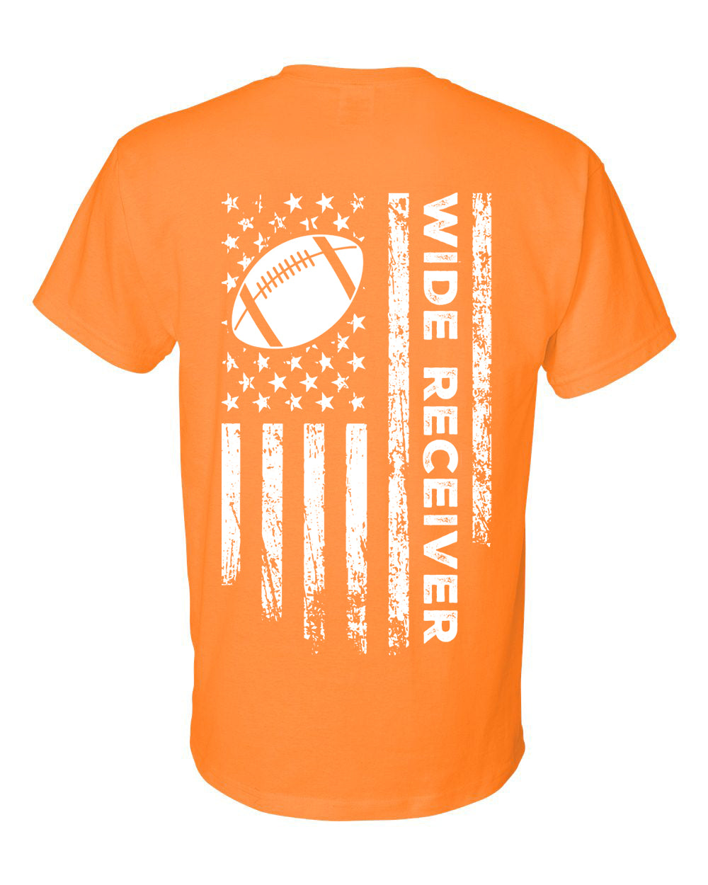 WIDE RECEIVER/U.S.A. FLAG T-Shirt - ADULT White Lettering/White Flag