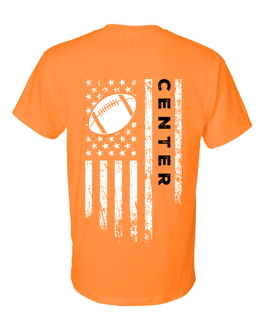 CENTER /U.S.A. FLAG T-Shirt - ADULT Black Lettering/White Flag