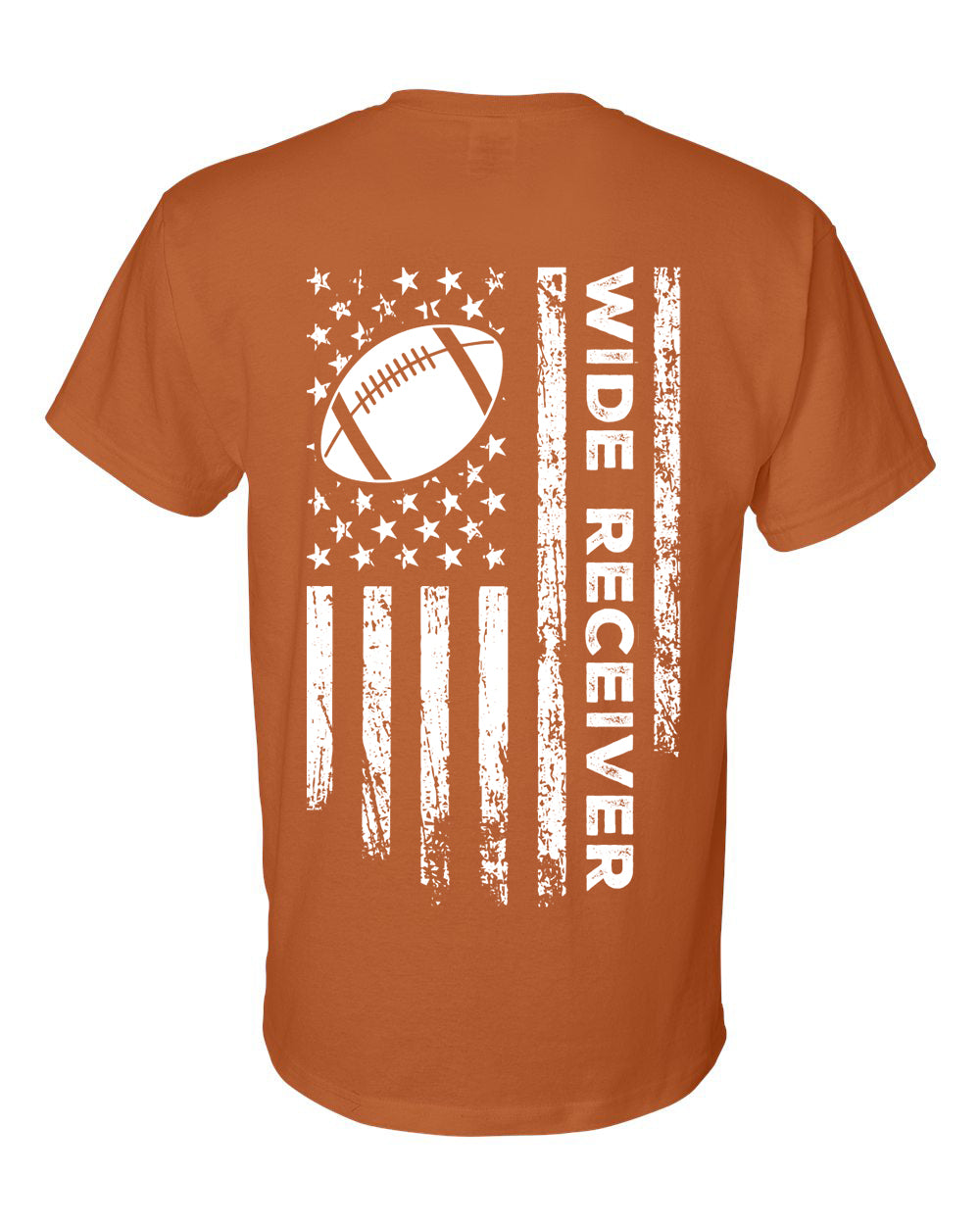 WIDE RECEIVER/U.S.A. FLAG T-Shirt - ADULT White Lettering/White Flag