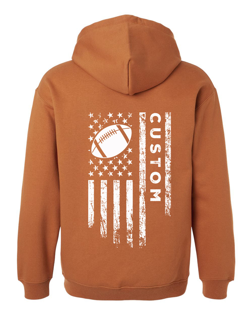 CUSTOM/U.S.A. FLAG HOODIE - ADULT White Lettering/ White Flag