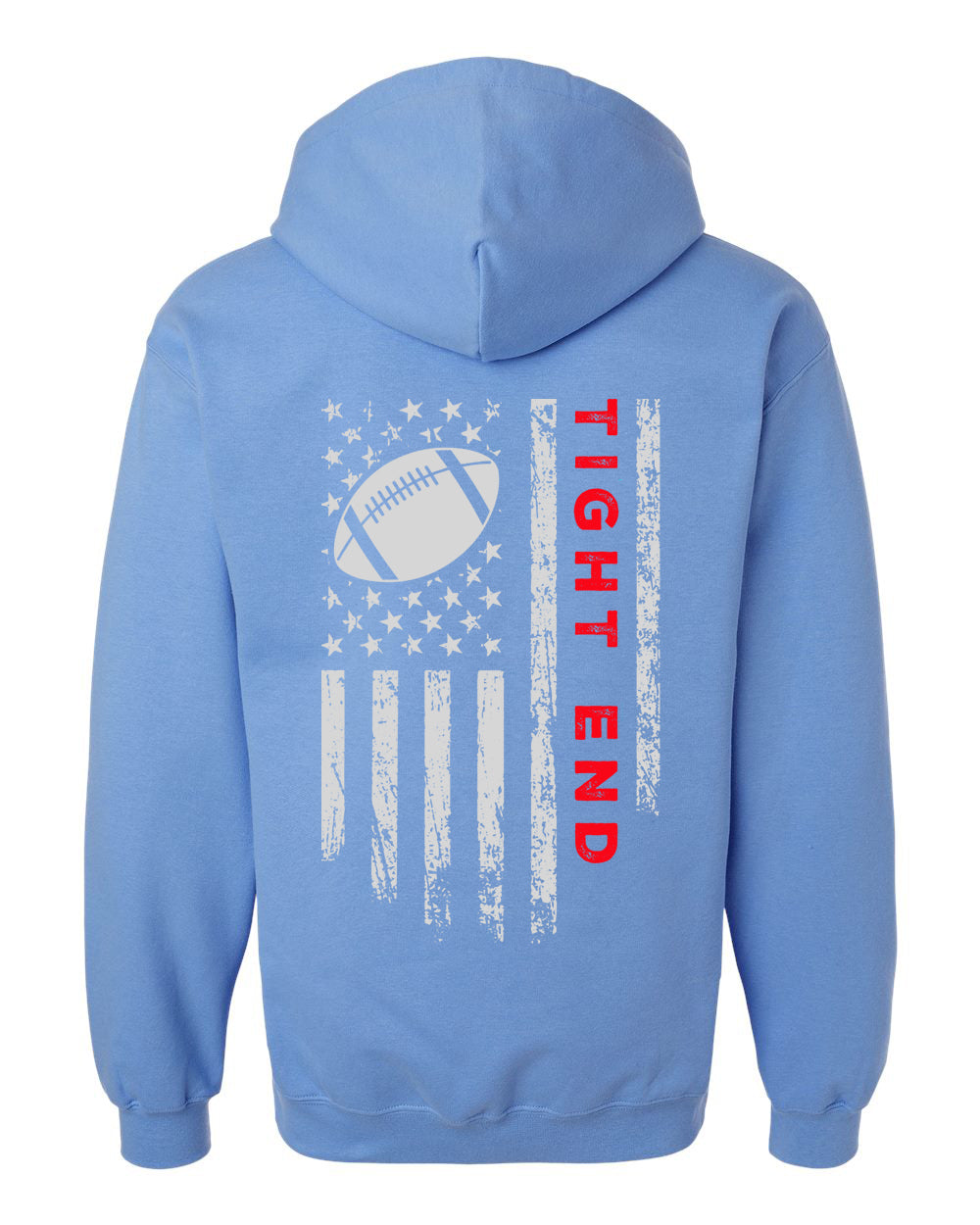 TIGHT END / U.S.A. FLAG HOODIE - ADULT Red lettering/White flag