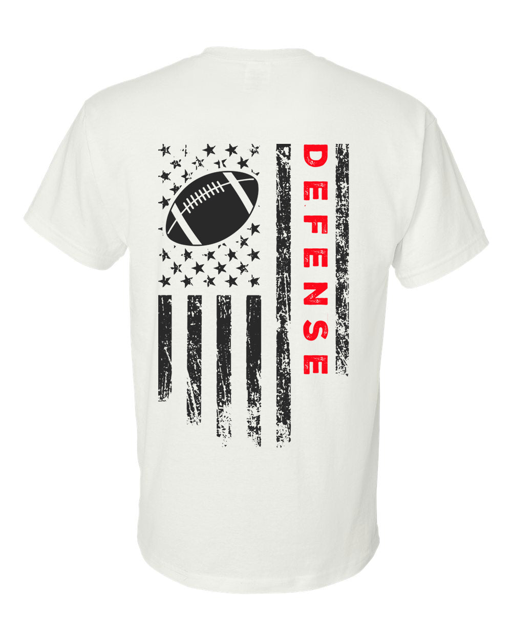 DEFENSE /U.S.A. FLAG T-Shirt - ADULT Red Lettering/Black Flag