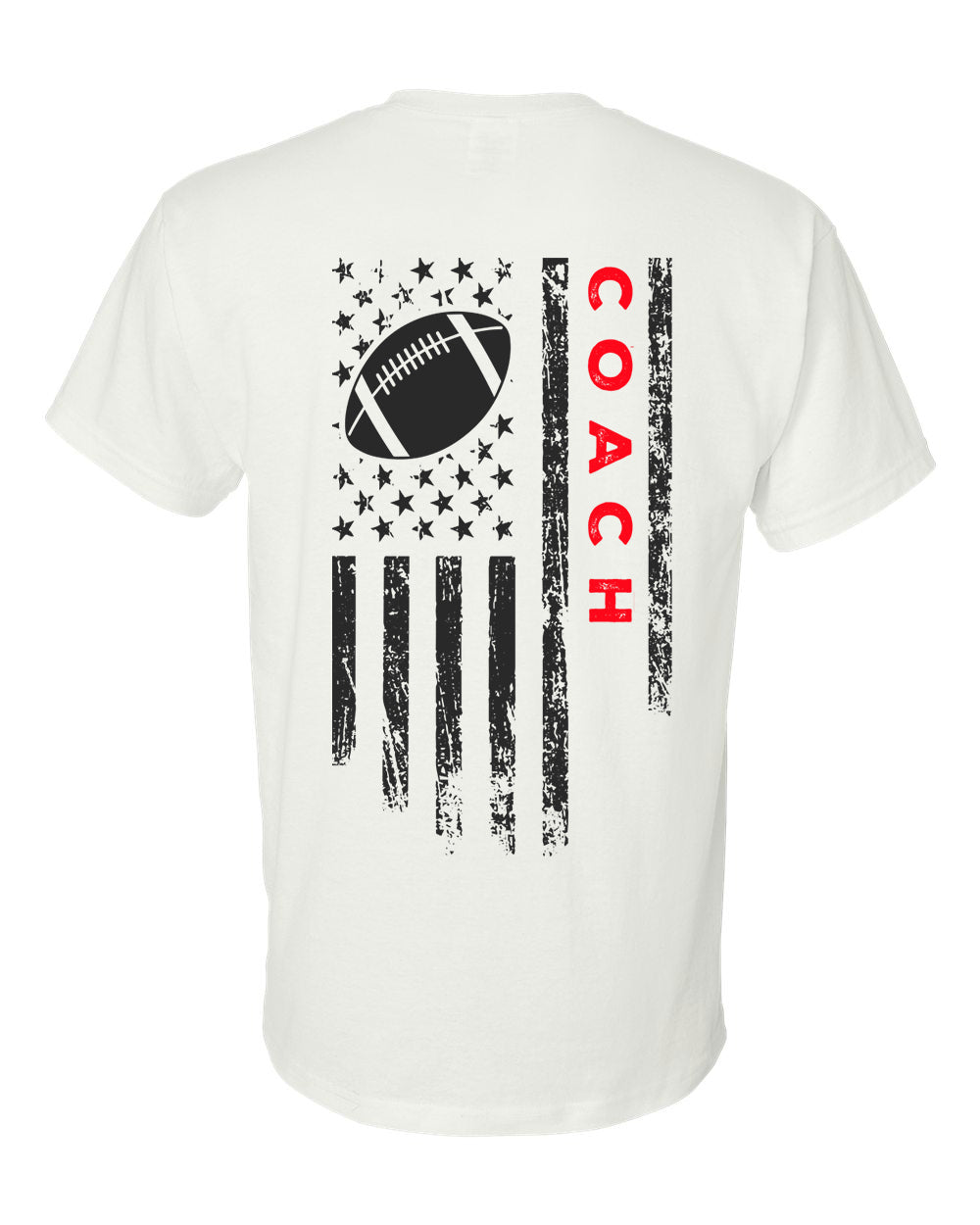 COACH /U.S.A. FLAG T-Shirt - ADULT Red Lettering/Black Flag