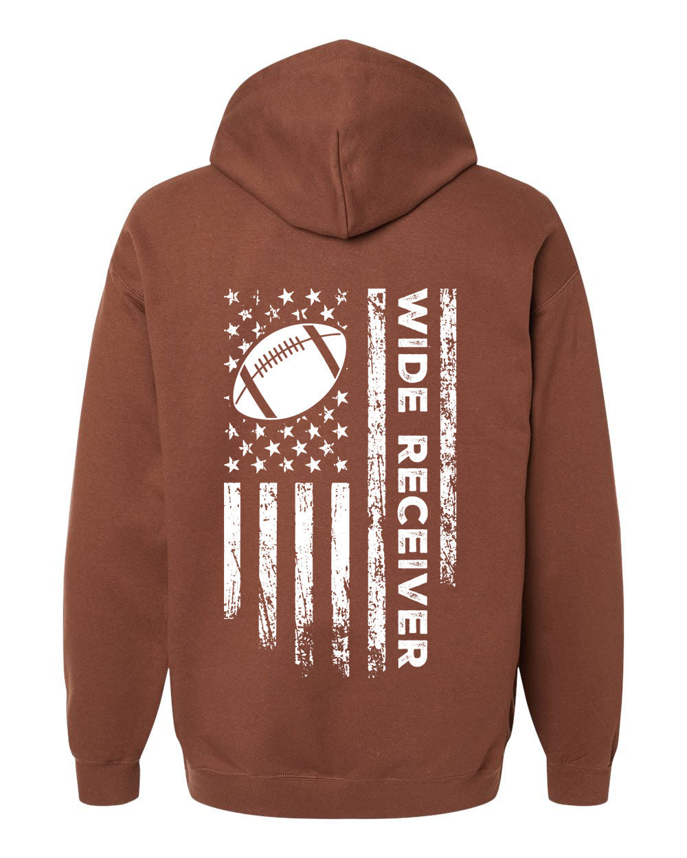 WIDE RECEIVER /U.S.A. FLAG HOODIE - ADULT WHITE Lettering/ WHITE Flag