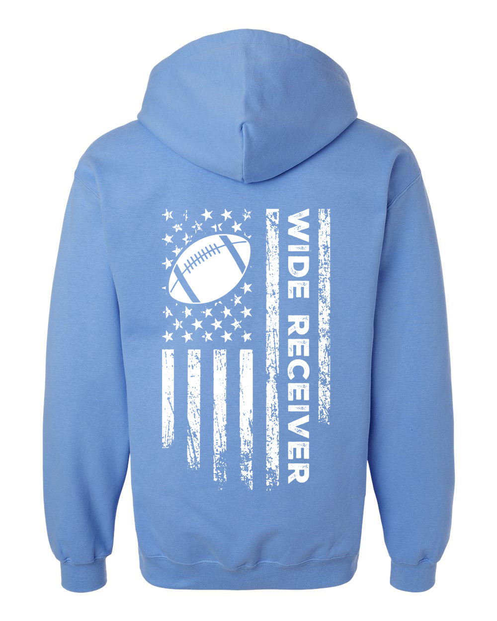 WIDE RECEIVER /U.S.A. FLAG HOODIE - ADULT WHITE Lettering/ WHITE Flag