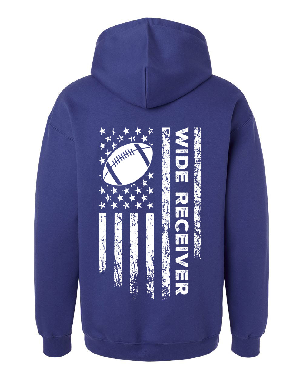 WIDE RECEIVER /U.S.A. FLAG HOODIE - ADULT WHITE Lettering/ WHITE Flag