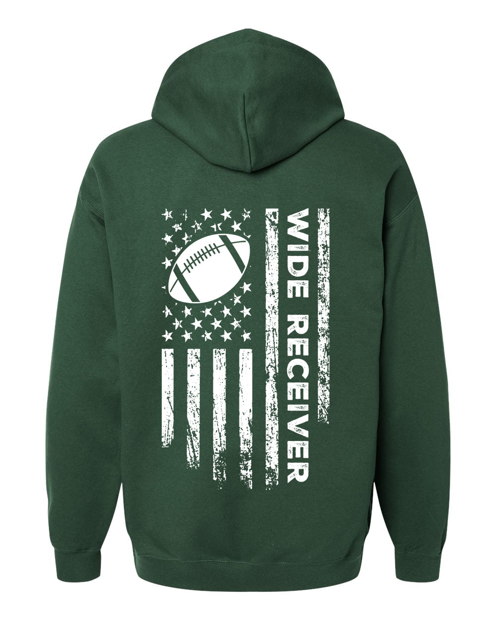 WIDE RECEIVER /U.S.A. FLAG HOODIE - ADULT WHITE Lettering/ WHITE Flag