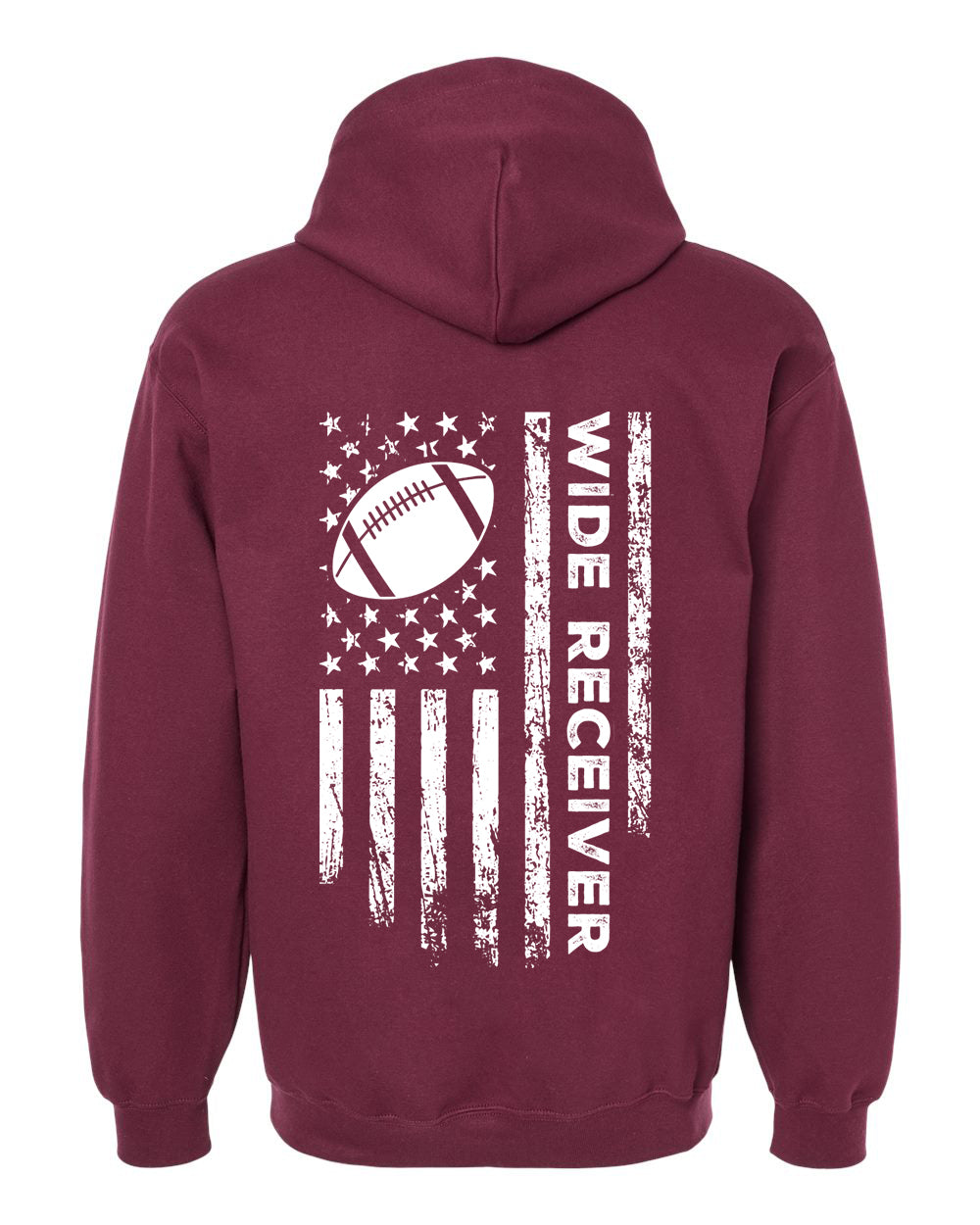 WIDE RECEIVER /U.S.A. FLAG HOODIE - ADULT WHITE Lettering/ WHITE Flag