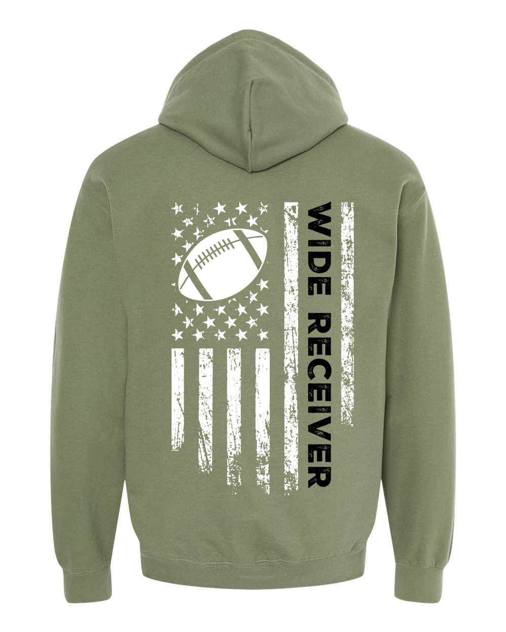 WIDE RECEIVER /U.S.A. FLAG HOODIE - ADULT Black Lettering/ White Flag