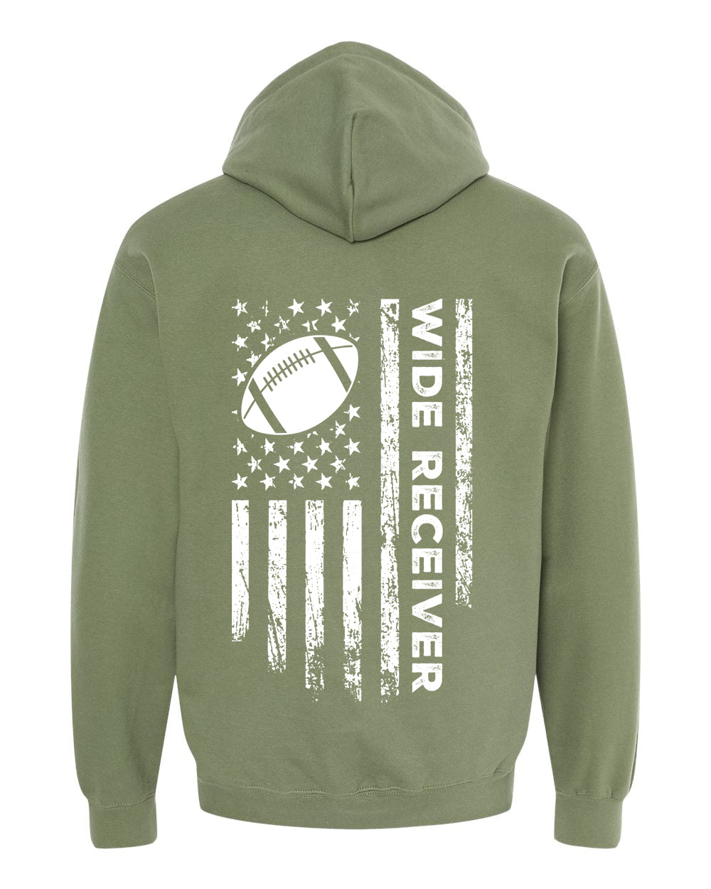 WIDE RECEIVER /U.S.A. FLAG HOODIE - ADULT WHITE Lettering/ WHITE Flag