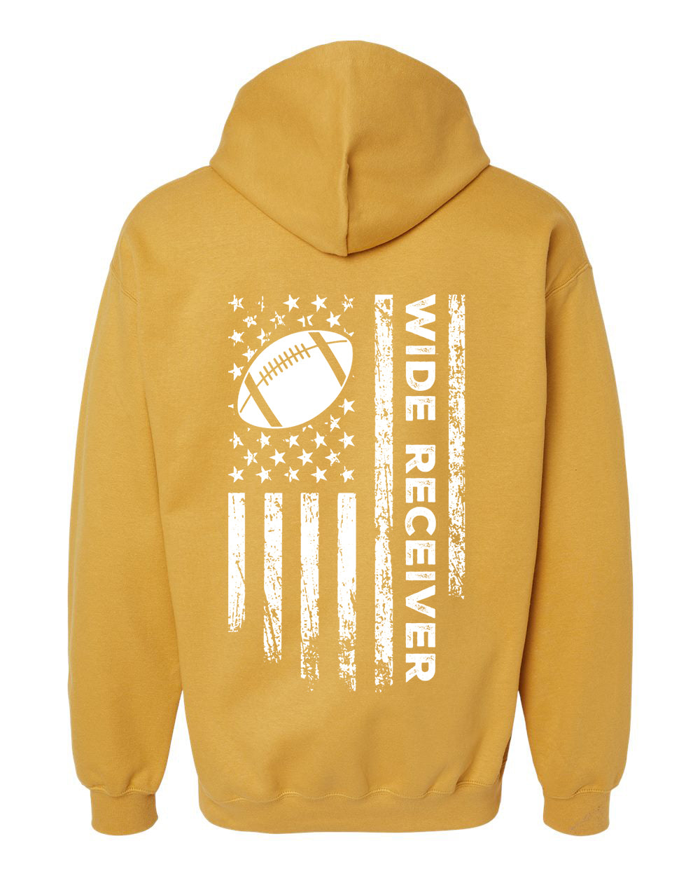 WIDE RECEIVER /U.S.A. FLAG HOODIE - ADULT WHITE Lettering/ WHITE Flag