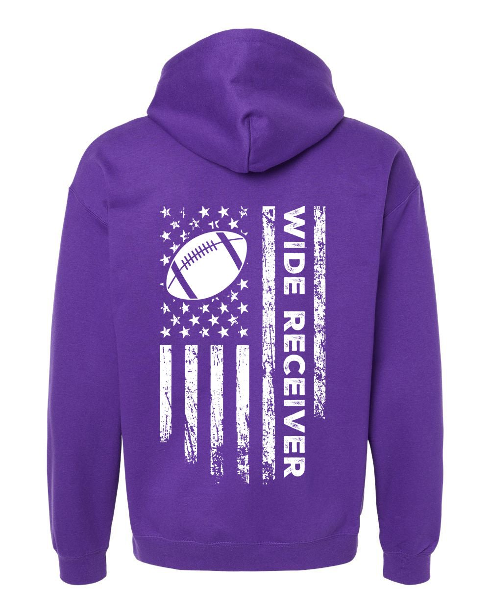 WIDE RECEIVER /U.S.A. FLAG HOODIE - ADULT WHITE Lettering/ WHITE Flag