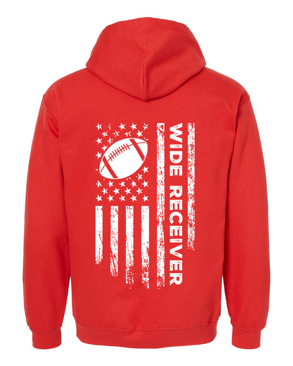 WIDE RECEIVER /U.S.A. FLAG HOODIE - ADULT WHITE Lettering/ WHITE Flag