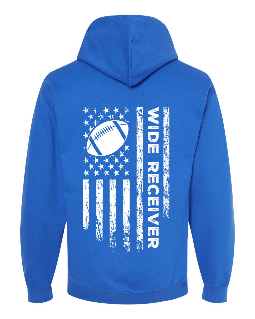 WIDE RECEIVER /U.S.A. FLAG HOODIE - ADULT WHITE Lettering/ WHITE Flag