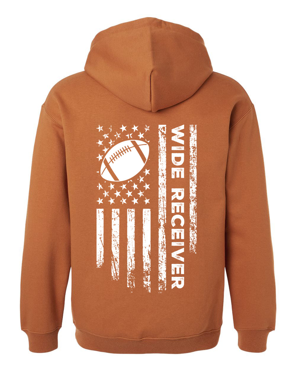 WIDE RECEIVER /U.S.A. FLAG HOODIE - ADULT WHITE Lettering/ WHITE Flag