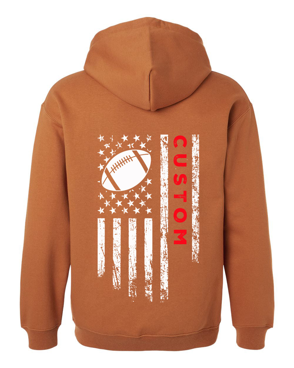CUSTOM/U.S.A. FLAG HOODIE - ADULT Red Lettering/ White Flag