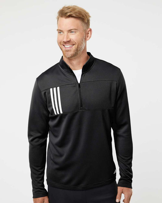 Adidas - 3-Stripes Double Knit Quarter-Zip Pullover - A482