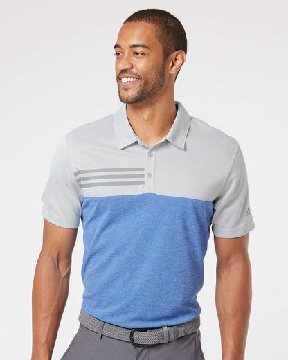 Adidas - Heathered Colorblocked 3-Stripes Polo - A508