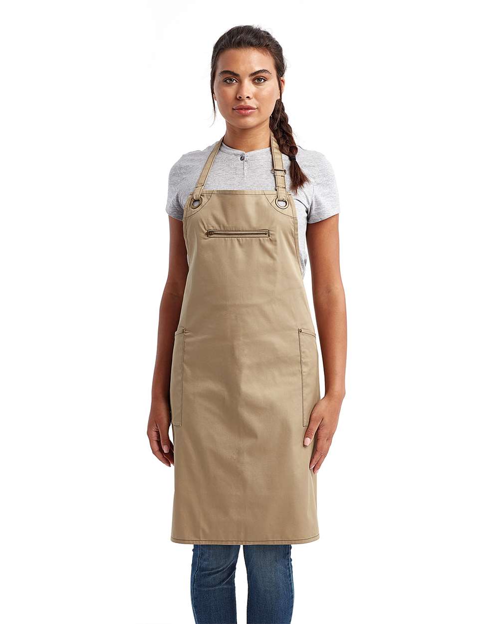 Artisan Collection by Reprime Barley Recycled Bib Apron with Pocket - RP121