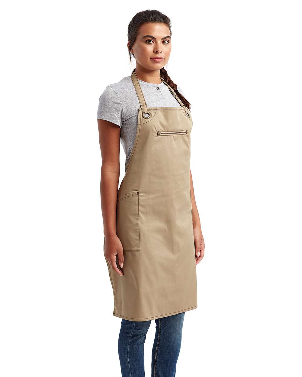 Artisan Collection by Reprime Barley Recycled Bib Apron with Pocket - RP121