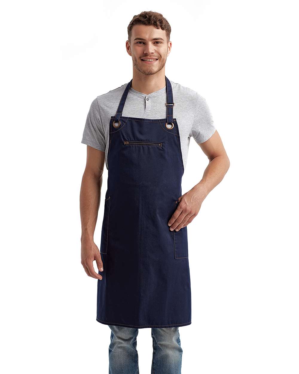 Artisan Collection by Reprime Barley Recycled Bib Apron with Pocket - RP121