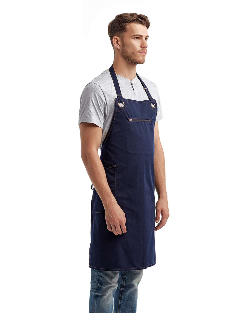 Artisan Collection by Reprime Barley Recycled Bib Apron with Pocket - RP121