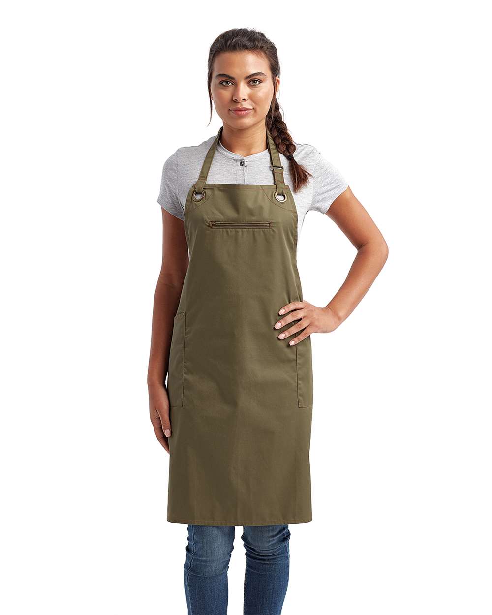 Artisan Collection by Reprime Barley Recycled Bib Apron with Pocket - RP121