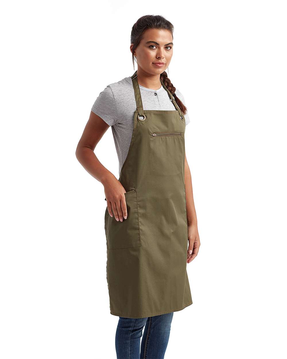 Artisan Collection by Reprime Barley Recycled Bib Apron with Pocket - RP121
