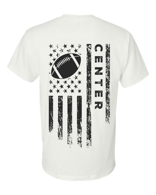 CENTER /U.S.A. FLAG T-Shirt - ADULT Black Lettering/Black Flag