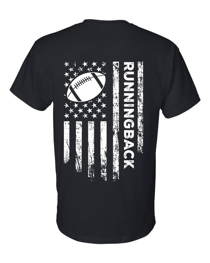 RUNNINGBACK /U.S.A. FLAG T-Shirt - ADULT White Lettering/White Flag