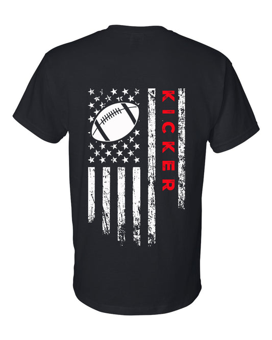 KICKER /U.S.A. FLAG T-Shirt - ADULT Red Lettering/White Flag