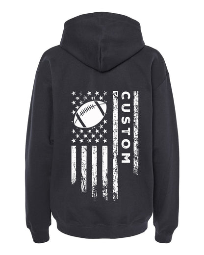 CUSTOM/U.S.A. FLAG HOODIE - ADULT White Lettering/ White Flag