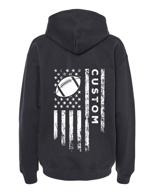 CUSTOM/U.S.A. FLAG HOODIE - ADULT White Lettering/ White Flag