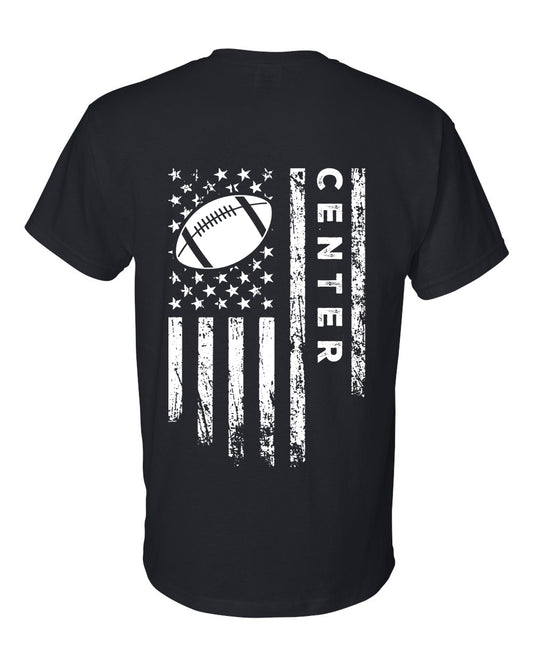 CENTER /U.S.A. FLAG T-Shirt - ADULT White Lettering/White Flag