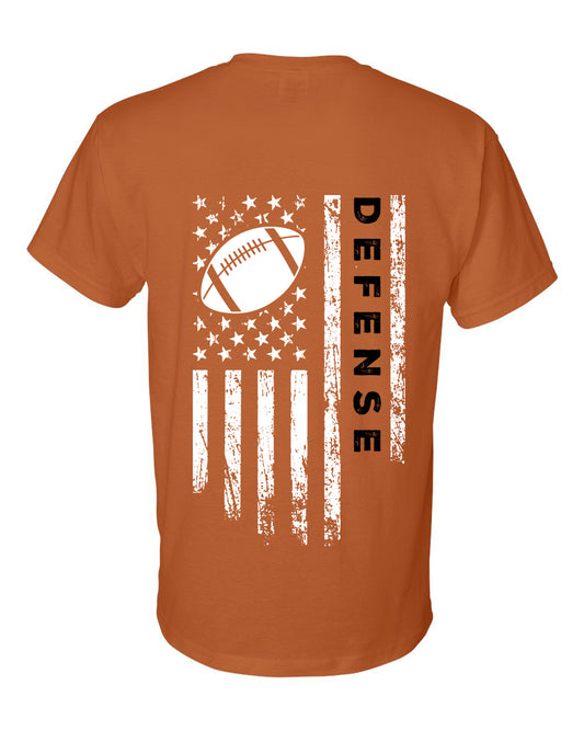 DEFENSE /U.S.A. FLAG T-Shirt - ADULT Black Lettering/White Flag