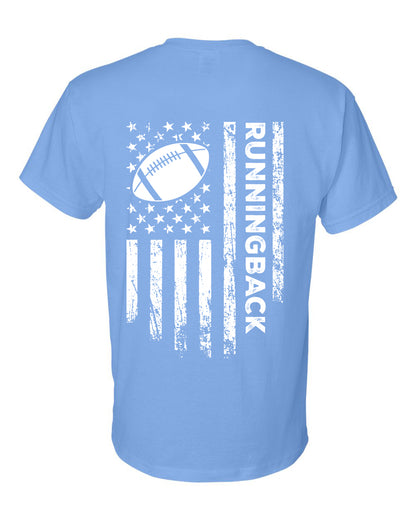 RUNNINGBACK /U.S.A. FLAG T-Shirt - ADULT White Lettering/White Flag