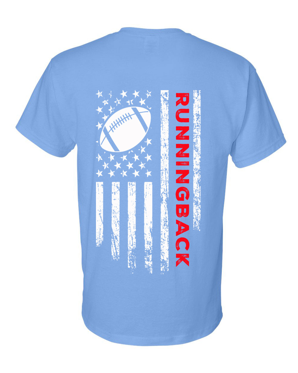 RUNNINGBACK /U.S.A. FLAG T-Shirt - ADULT Red Lettering/White Flag