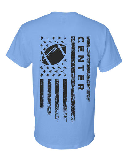 CENTER /U.S.A. FLAG T-Shirt - ADULT Black Lettering/Black Flag